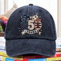 Personalized Washed Denim Baseball Cap Gift for 4th of July HN590 - Washed Denim Baseball Cap GradoCreations