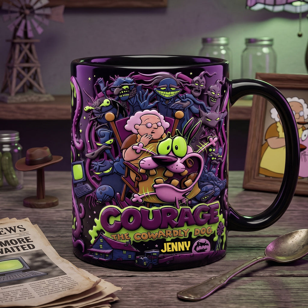 Personalized Courage the Cowardly Dog Coffee Mug Gift for Movie Fans Mug GradoCreations