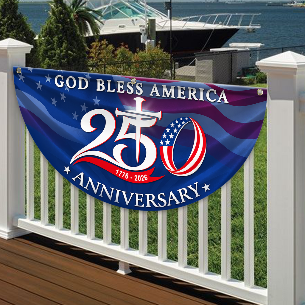 Custom Name Patriotic Fan Flag 250th Anniversary Gift for Family HN590 - Non-Pleated Fan Flag GradoCreations