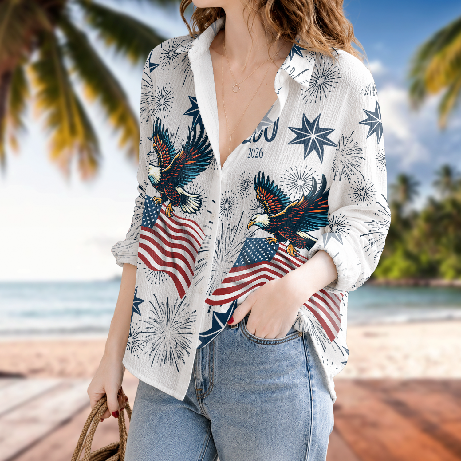 Personalized 250th Anniversary Eagle Blouse Shirt Gift for Women HN590 - Blouse Shirt Fix GradoCreations