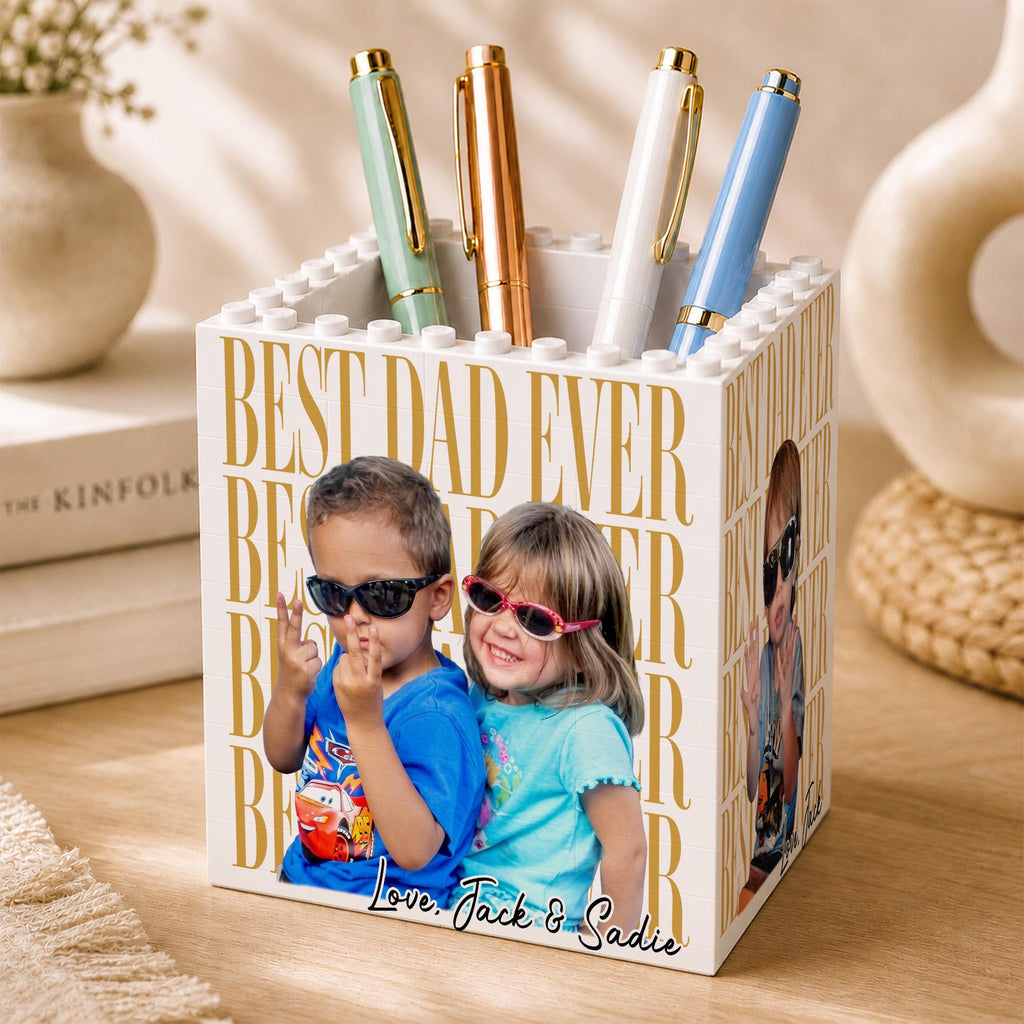 Personalized Photo Brick Pencil Pot Gift for Dad | Father's Day HN590 - Brick Pencil Pot GradoCreations