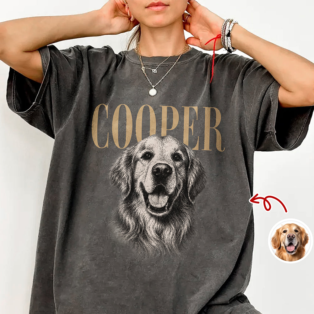 Custom Pet Face Comfort Shirt Vintage Style Gift for Dog Dad Comfort Shirt FIX GradoCreations