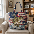 Personalized Quilted Tote Bag Camo American Flag Gift for Dad