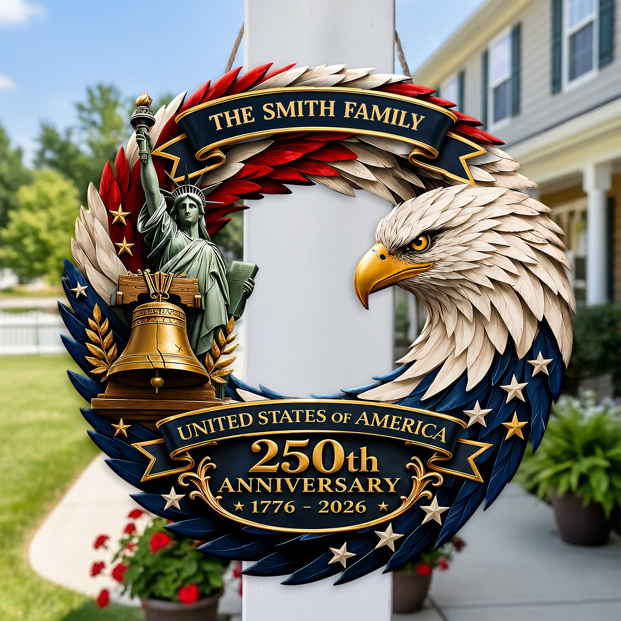 Personalized Patriotic Door Sign for 250th Anniversary Gift HN590 - Door Sign GradoCreations