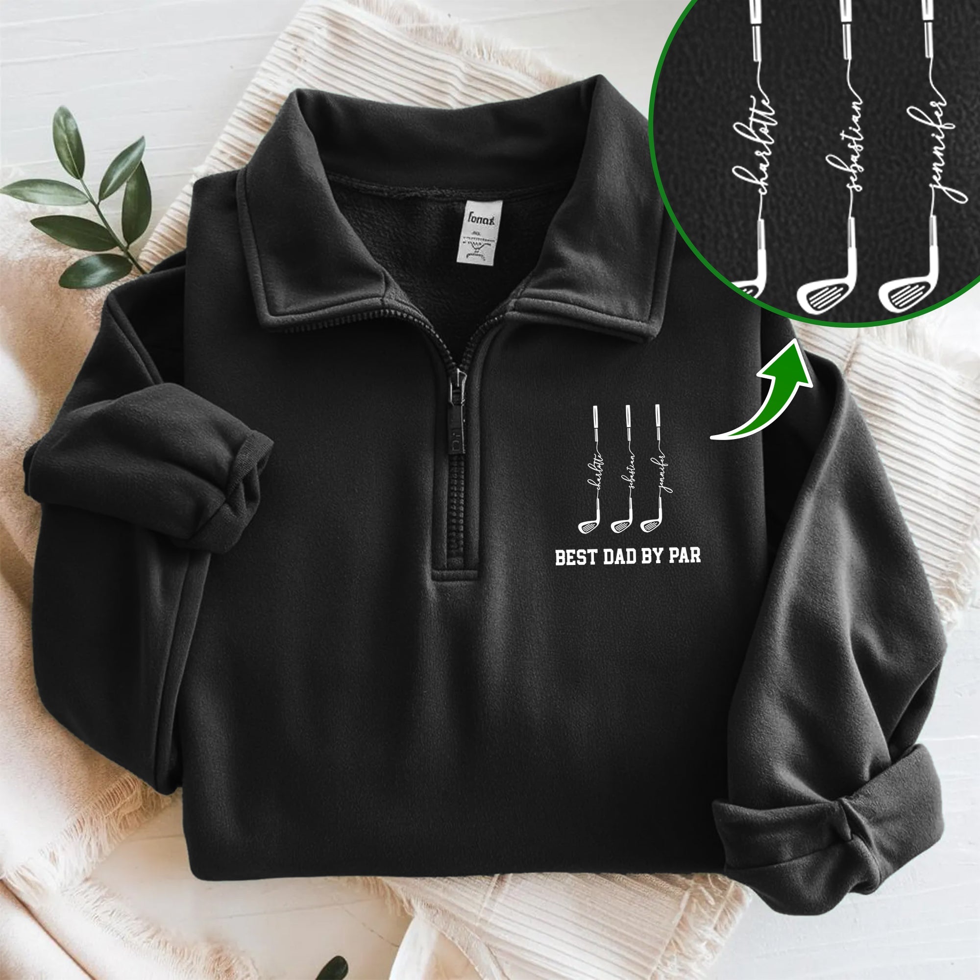 Personalized Best Dad by Par Golf Quarter Zip Sweater Gift for Dad HN590 - Printed Golf Quarter Zip Sweater GradoCreations