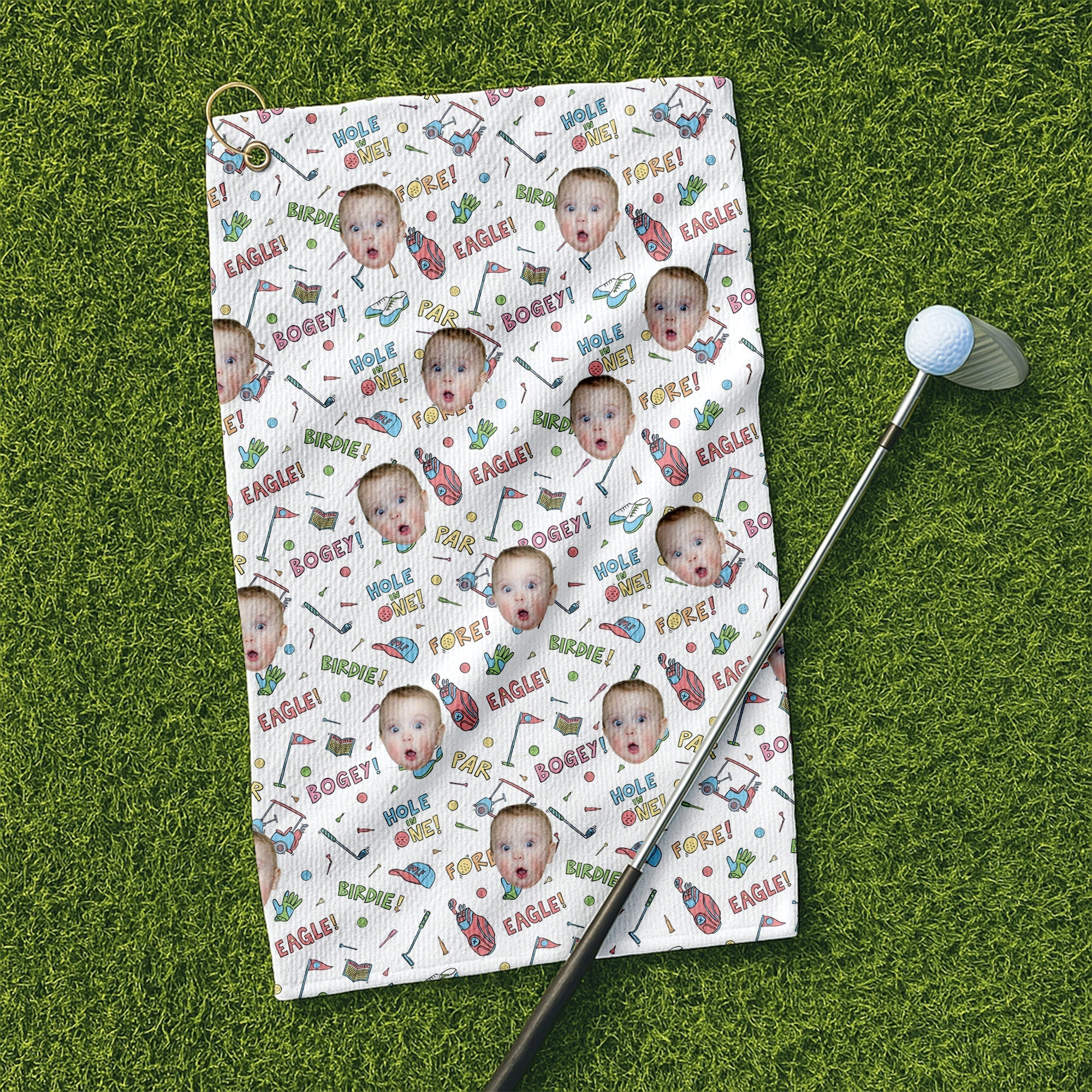 Personalized Golf Towel Custom Face Gift for Dad Grandpa
