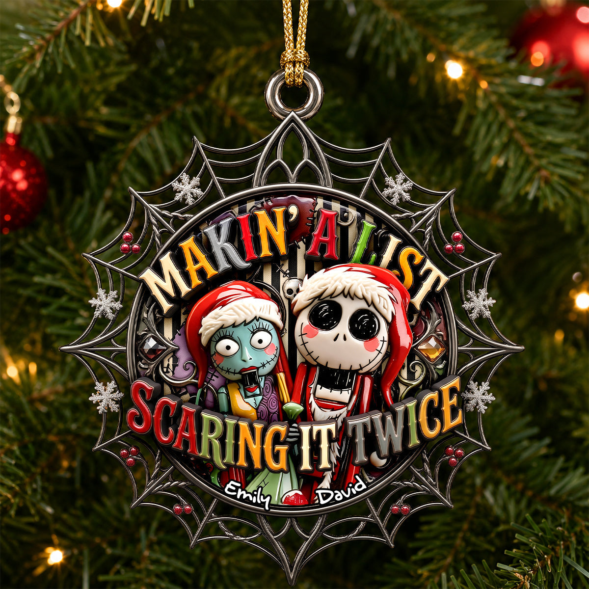 Personalized Spooky Couple Acrylic Ornament Unique Christmas Gift Ornament GradoCreations
