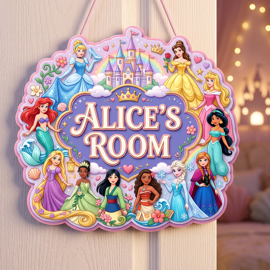 Personalized Disney Princess Metal Sign for Kids Room Decor Gift Metal Sign GradoCreations