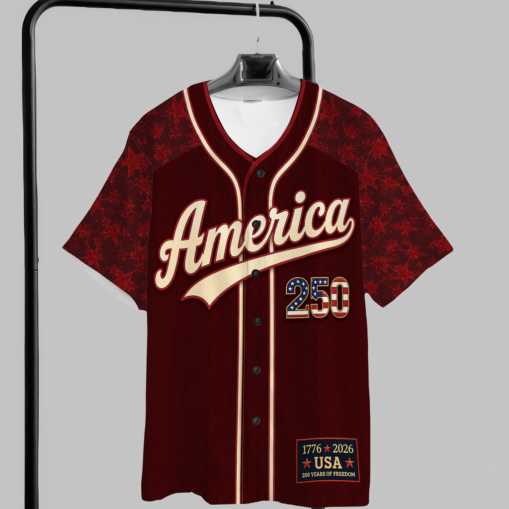 Personalized 250 Years of Freedom Baseball Jersey Custom Name Gift Jersey Baseball Shirt GradoCreations