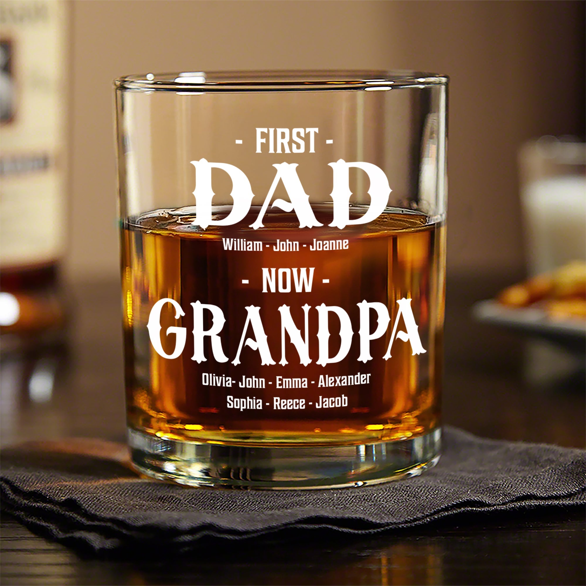 Personalized Whiskey Glass Gift for Dad and Grandpa - Father’s Day HN590 - Print Rock Glass GradoCreations