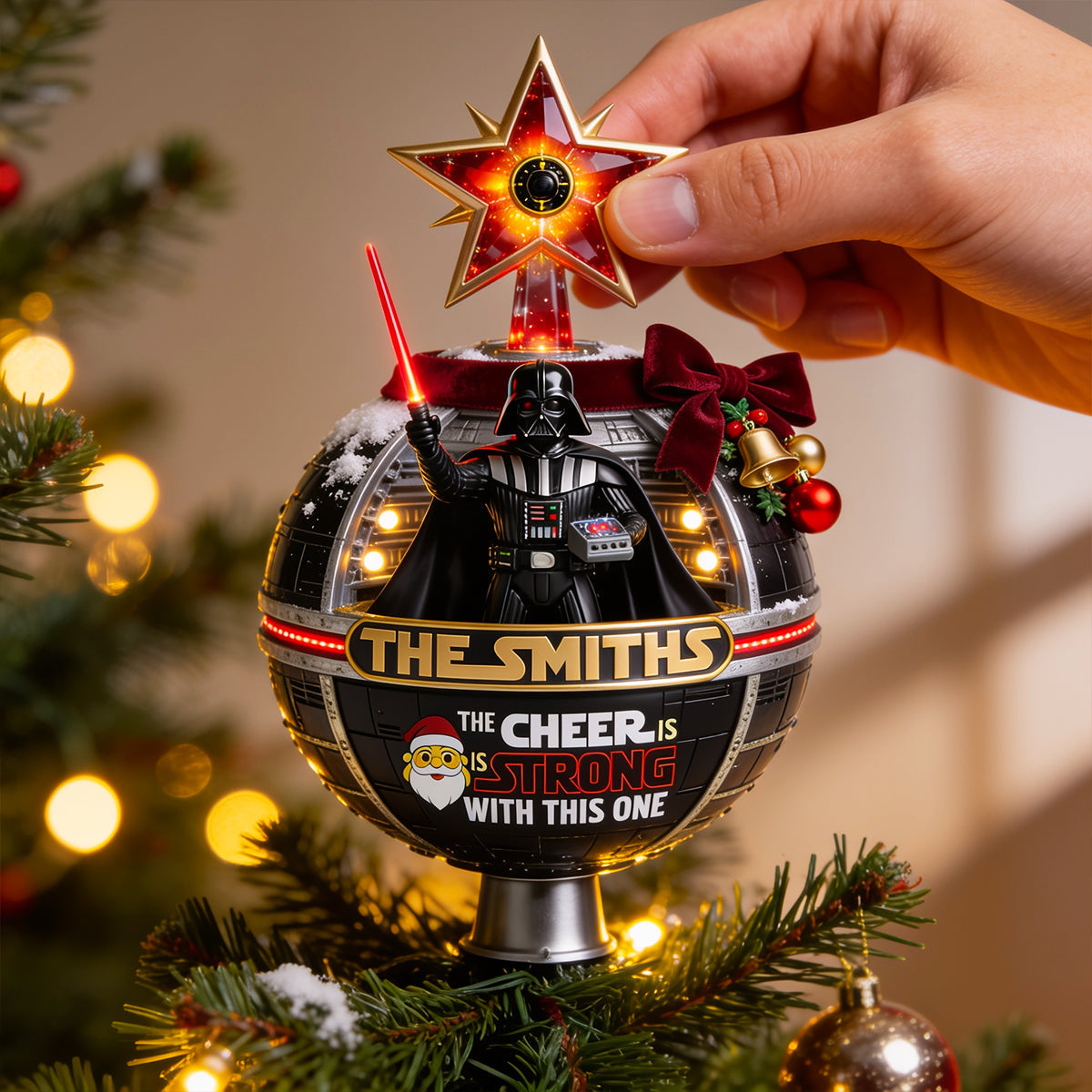 Personalized LED Light Tree Topper with Star - Christmas Gift for Family, Movie Fans LED Light Tree GradoCreations