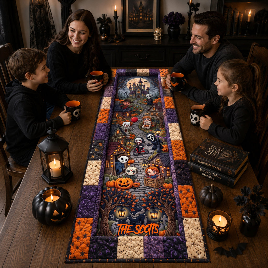 Personalized Halloween Quilted Table Runner for Family Gift Quilt Table Runner GradoCreations