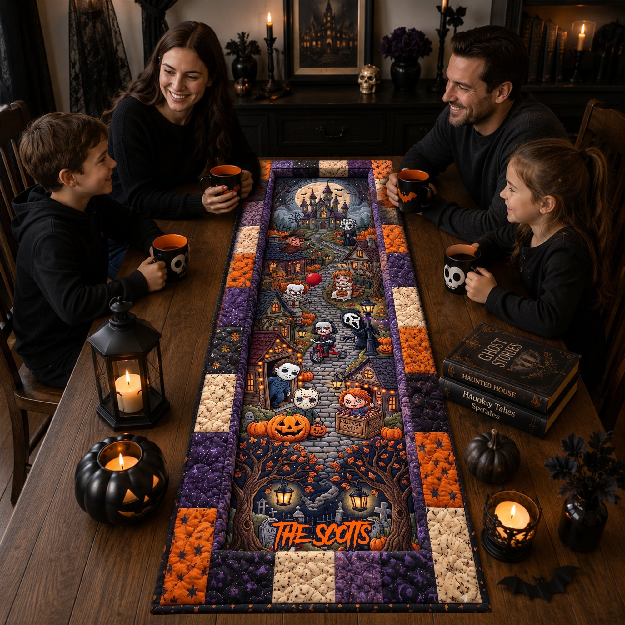 Personalized Halloween Quilted Table Runner for Family Gift Quilt Table Runner GradoCreations