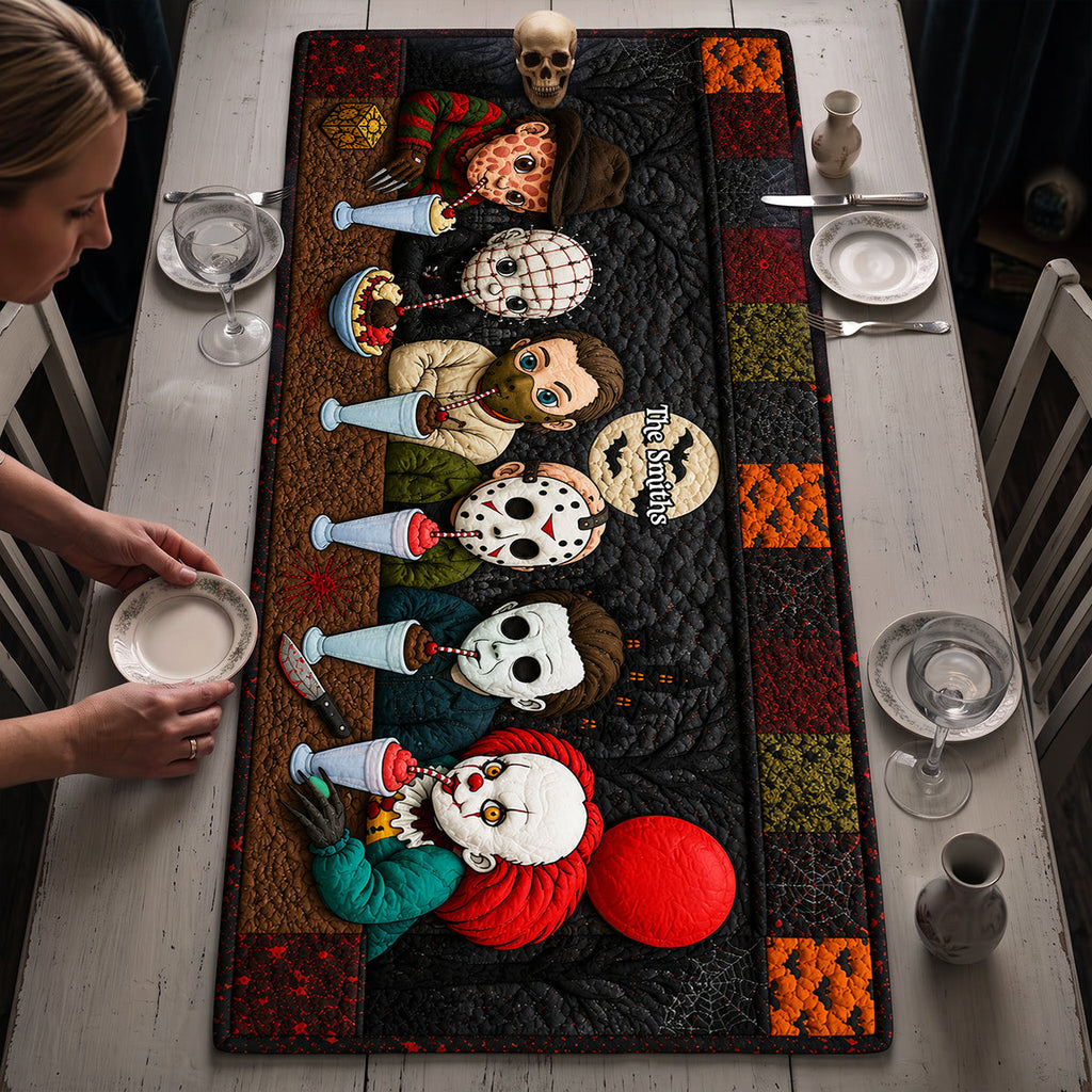 Personalized Cute Horror Characters Quilt Table Runner Gift for Halloween Quilt Table Runner GradoCreations