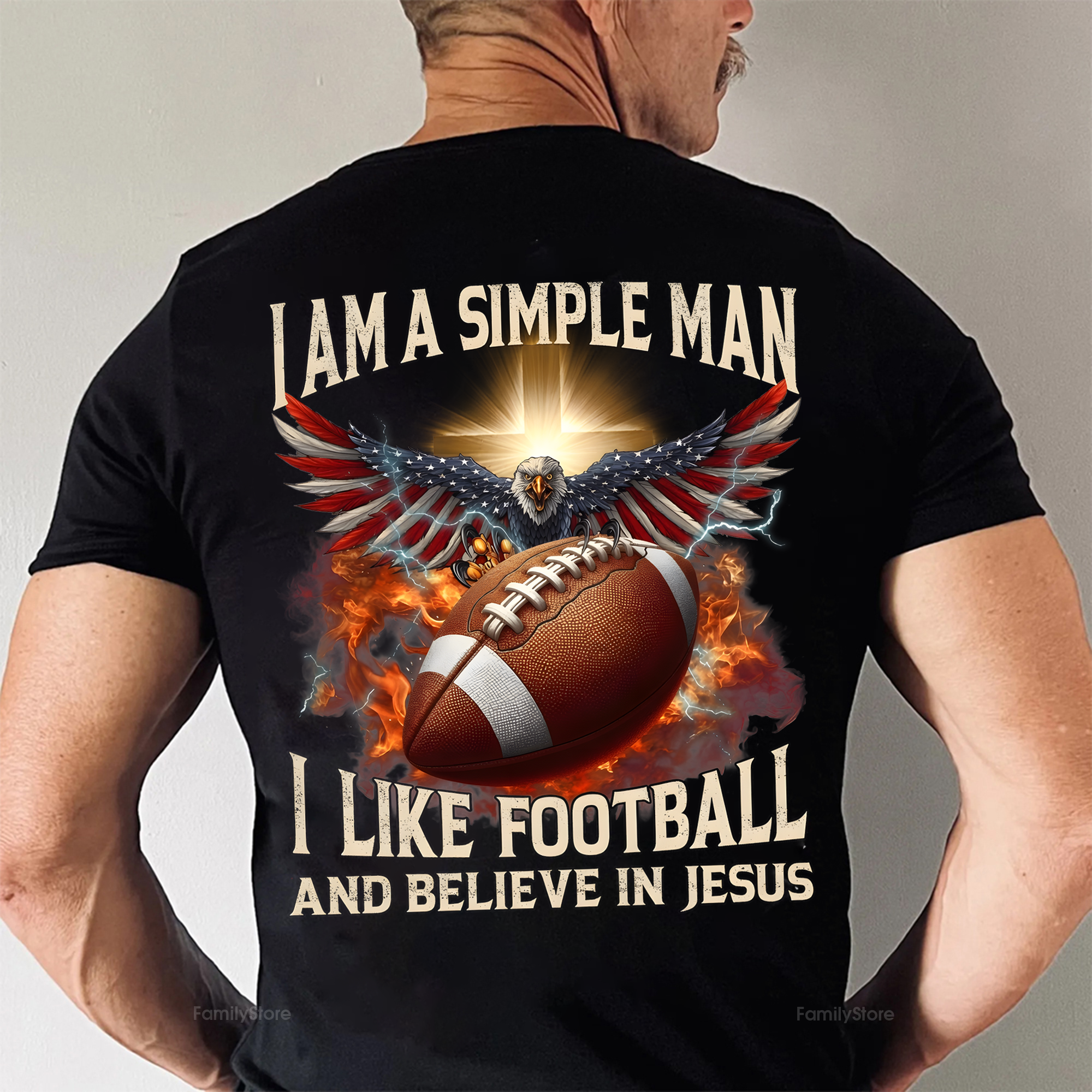 Personalized Football Eagle T-Shirt Gift for Dad - Patriotic Cotton Apparel