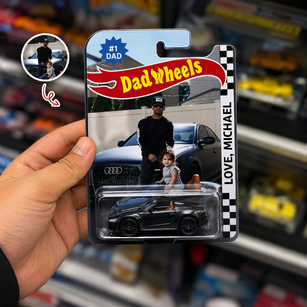 Personalized Photo Toy Car Wheels Custom Gift for Dad HN590 - Hot Wheels GradoCreations