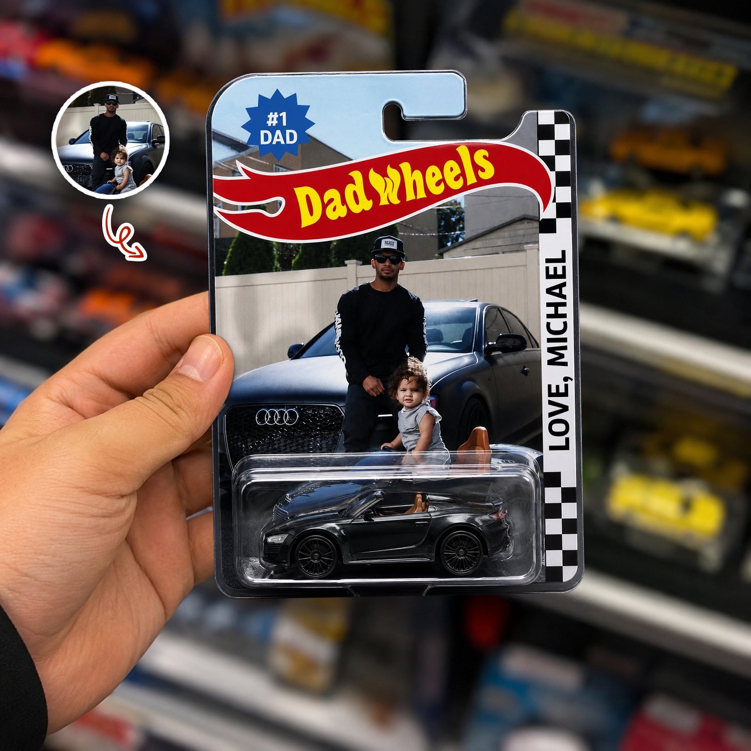 Personalized Photo Toy Car Wheels Custom Gift for Dad HN590 - Hot Wheels GradoCreations