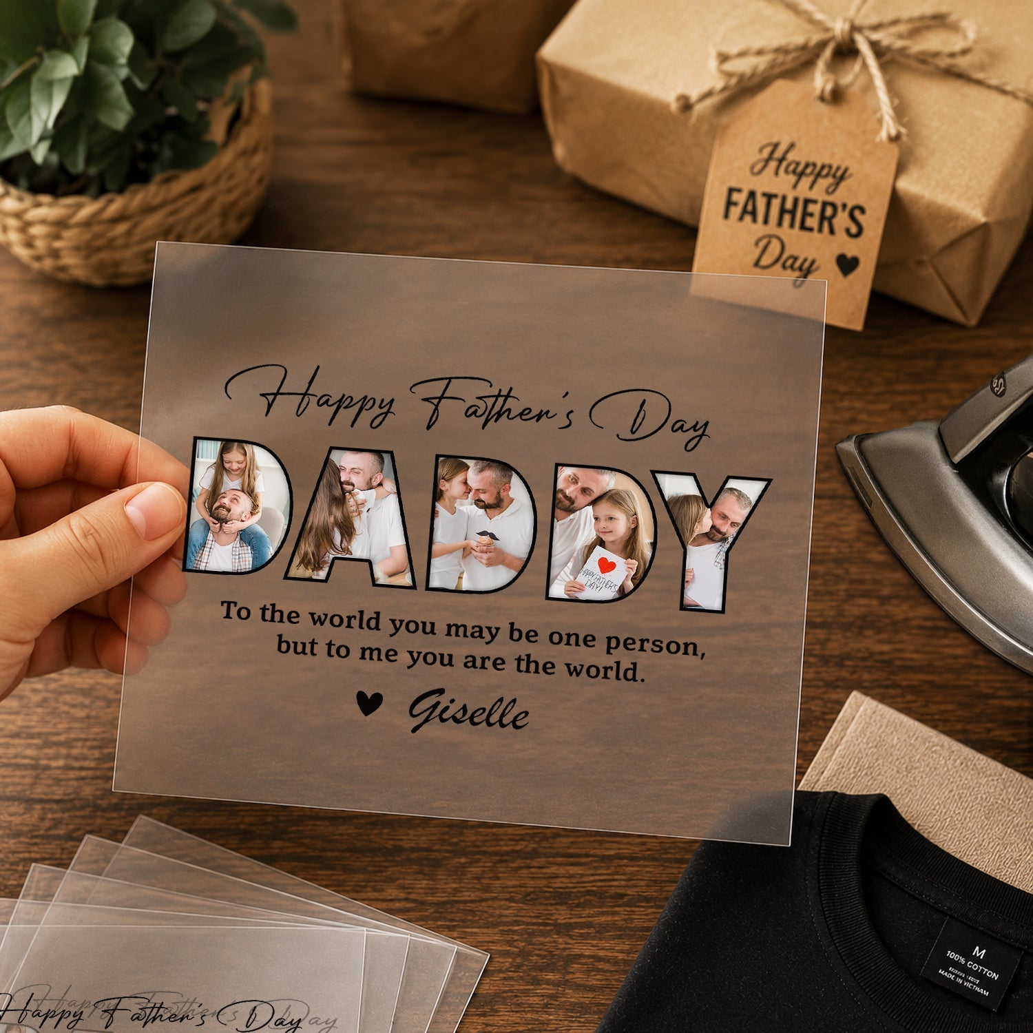 Personalized Photo DTF Transfer Gift for Father's Day Dad HN590 - DTF Transfer different design GradoCreations