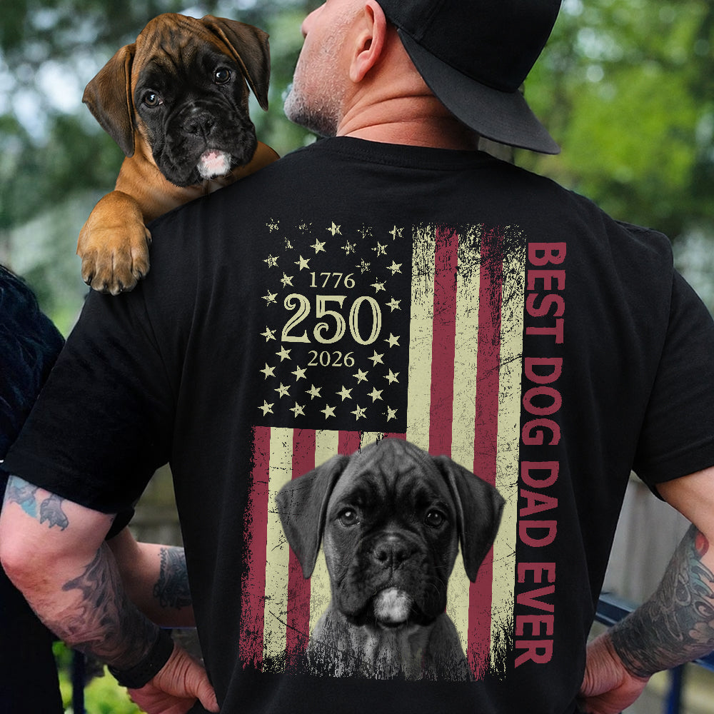 Personalized Dog Dad Shirt Custom Photo 4th of July Gift HN590 - Tshirt Back GradoCreations