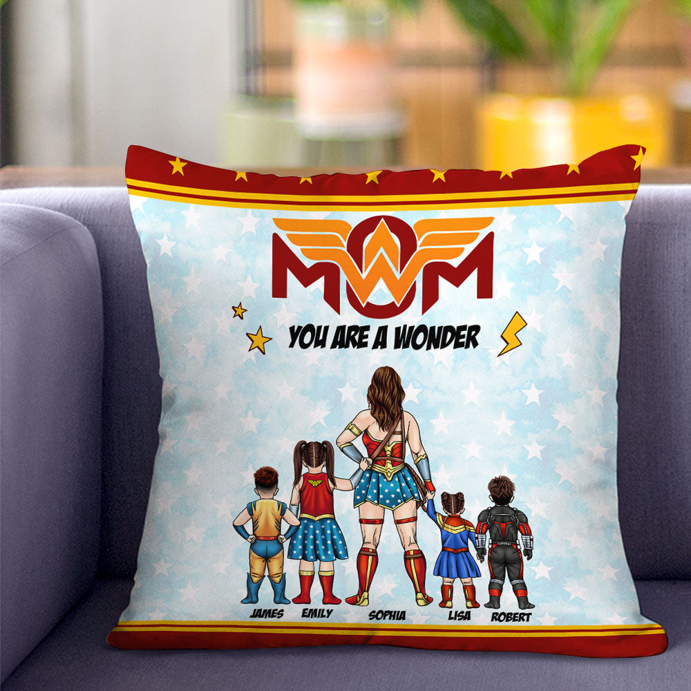 Personalized Superhero Pillow Gift for Mom, Mother's Day Decor