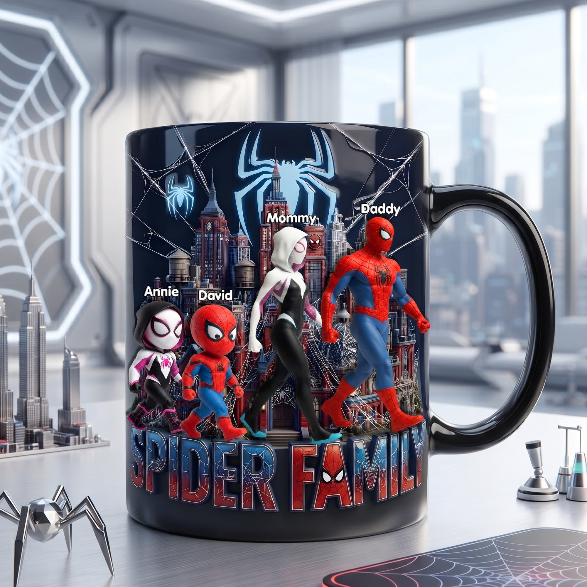 Personalized Spider Family Accent Mug Custom Name Gift for Family Mug GradoCreations