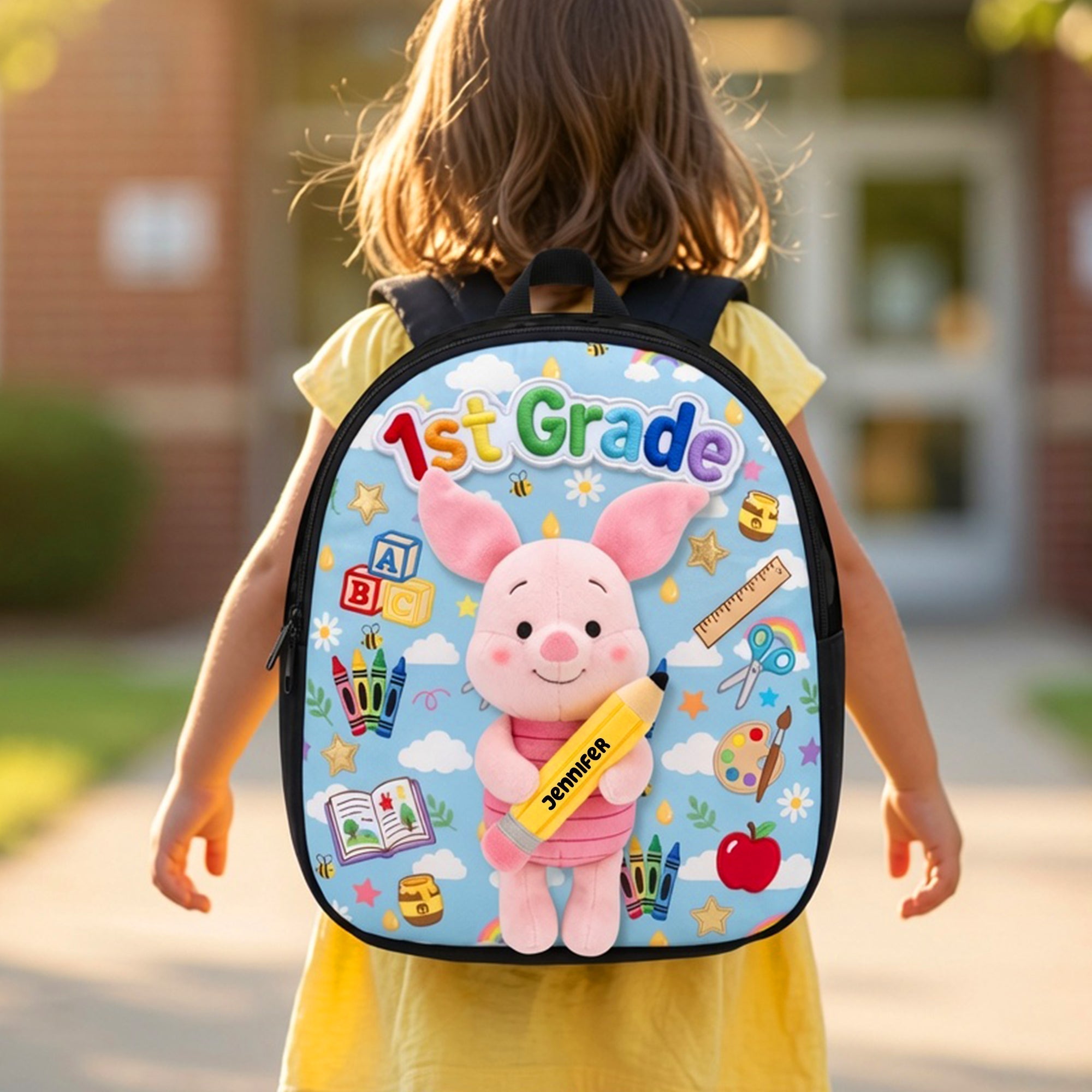 Personalized Cartoon Bear Backpack Custom Name Gift for Kids School Backpack GradoCreations