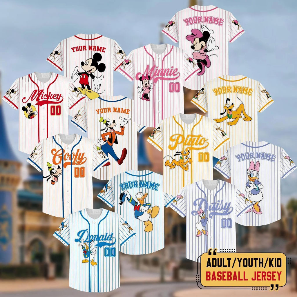 Custom Mickey Mouse Baseball Jersey Personalized Gift for Movie Fans