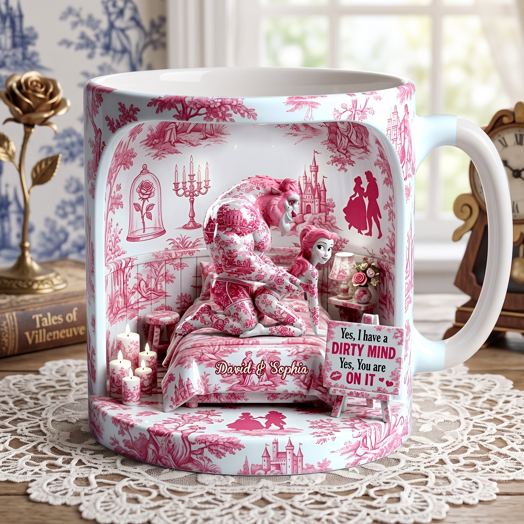 Personalized Fairy Tale Romance Mug Gift for Couples