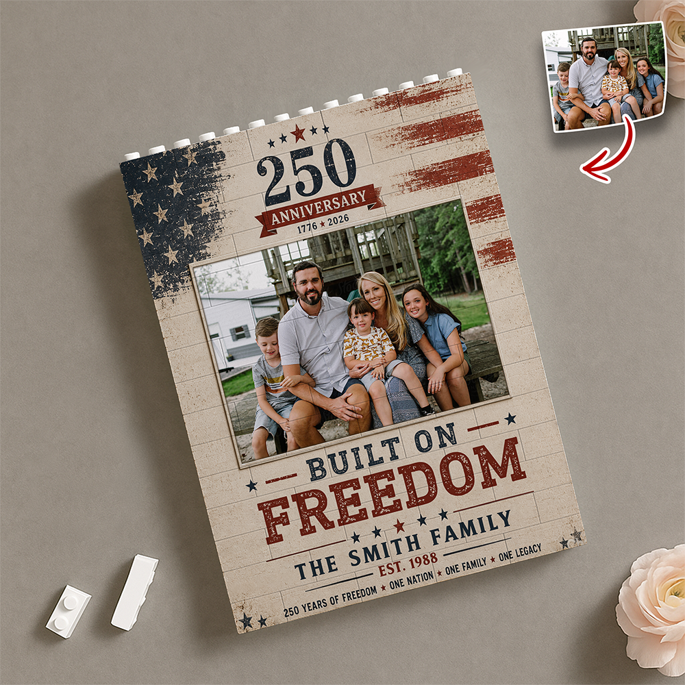 Custom Photo Building Blocks Patriotic Family Gift 250th Anniversary HN590 - Building Blocks GradoCreations