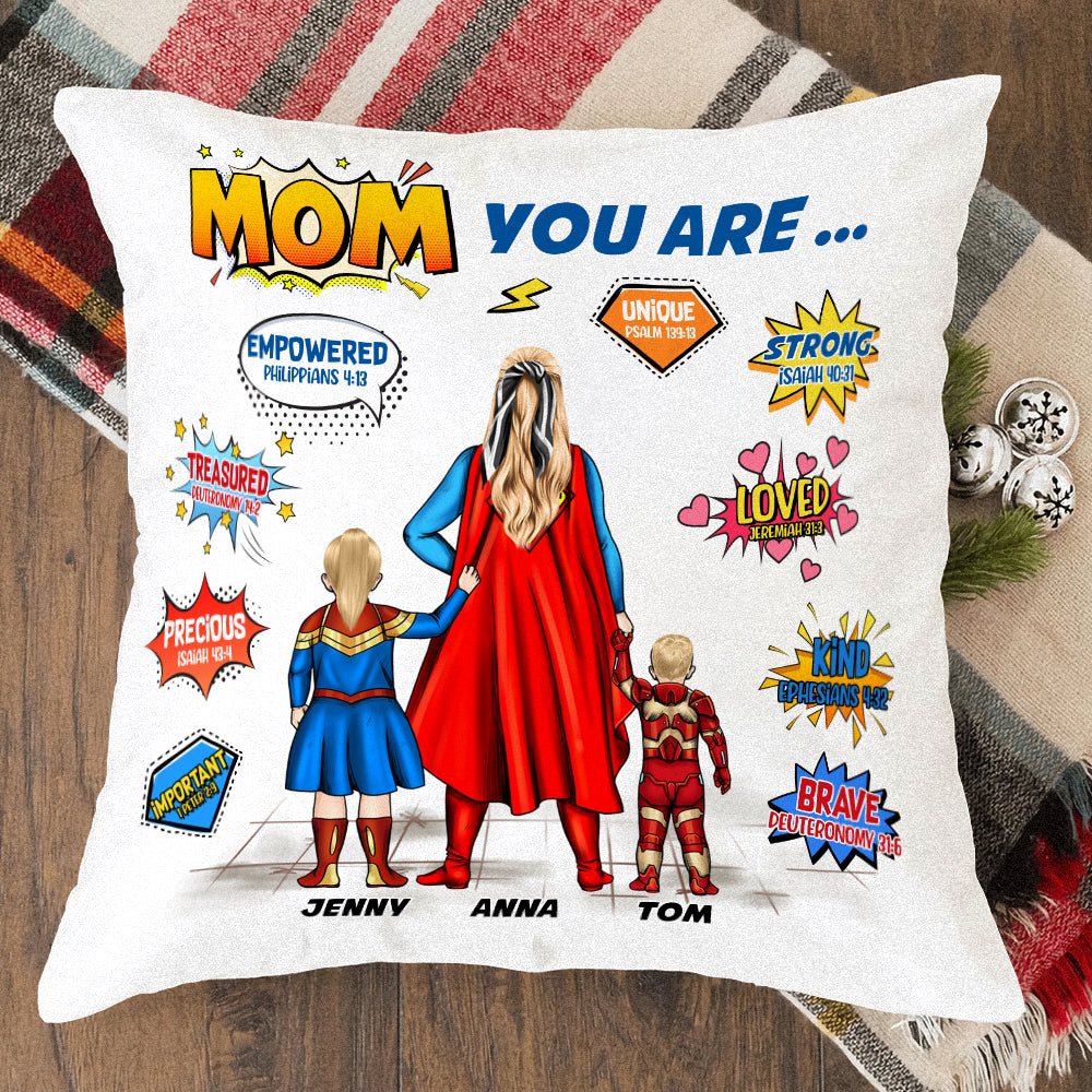 Personalized Mom You're Loved And Brave Pillow Gift for Mom, Grandma, Mother's Day