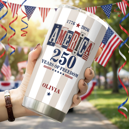 Personalized 250 Years of Freedom Fat Tumbler Custom Name Gift HN590 - Fat Tumbler GradoCreations