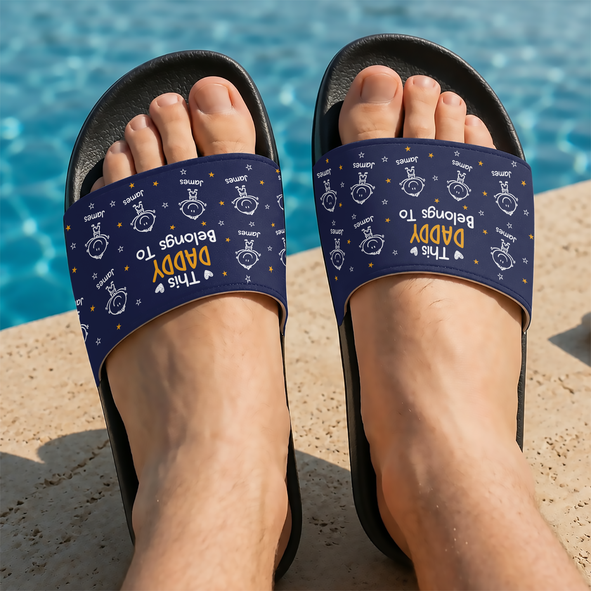 Personalized Slide Sandals Gift for Dad with Custom Names HN590 - Slide Sandals GradoCreations