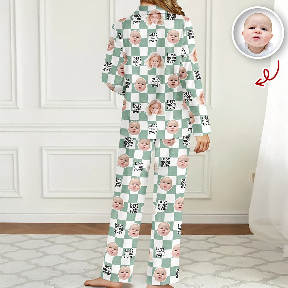Personalized Baby Face Retro Pajamas Gift for Dad/Mom HN590 - Pajamas FIX GradoCreations
