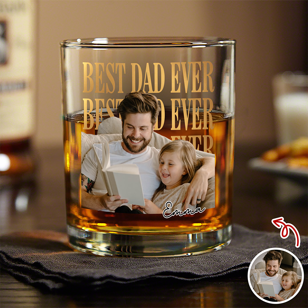 Personalized Vintage Photo Whiskey Glass Custom Gift for Dad HN590 - Print Rock Glass GradoCreations