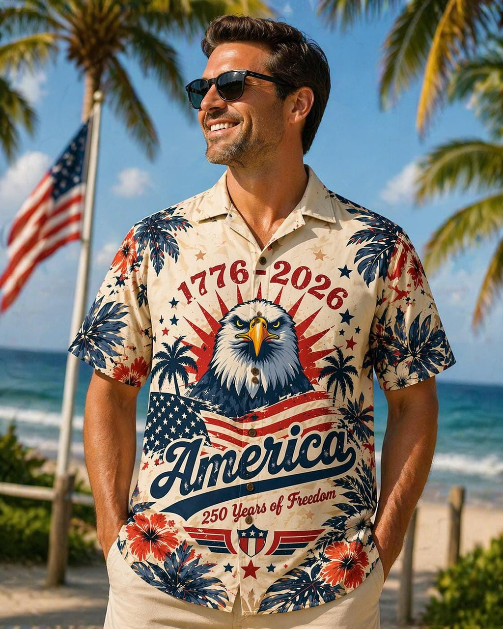 Personalized Hawaii Shirt 250 Years of Freedom Gift for Dad HN590 - AOP Hawai Shirt Fix GradoCreations