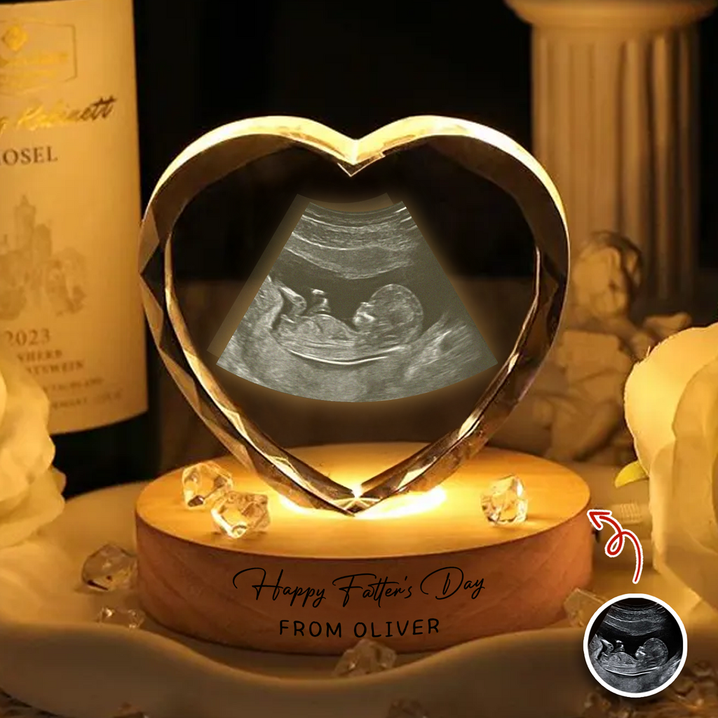 Personalized Engraved Crystal Photo Night Light for Dad HN590 - Engraved Crystal Photo With Light GradoCreations
