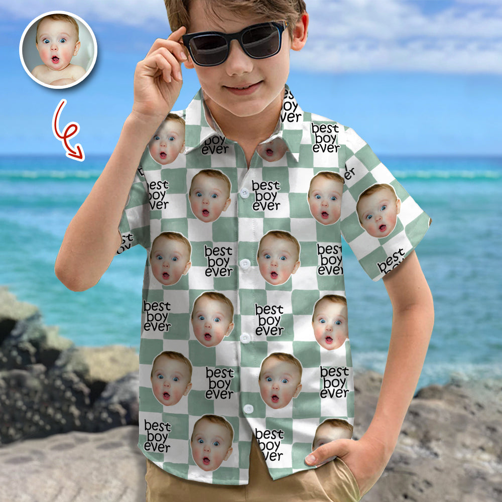 Personalized Kids Hawaiian Shirt Custom Photo Gift for 4th of July HN590 - Kid Hawai Shirt GradoCreations