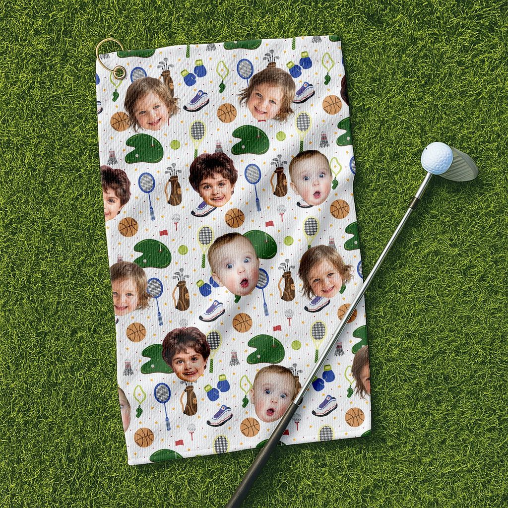 Personalized Funny Golf Towel with Kids' Photo Gift for Dad/Grandpa