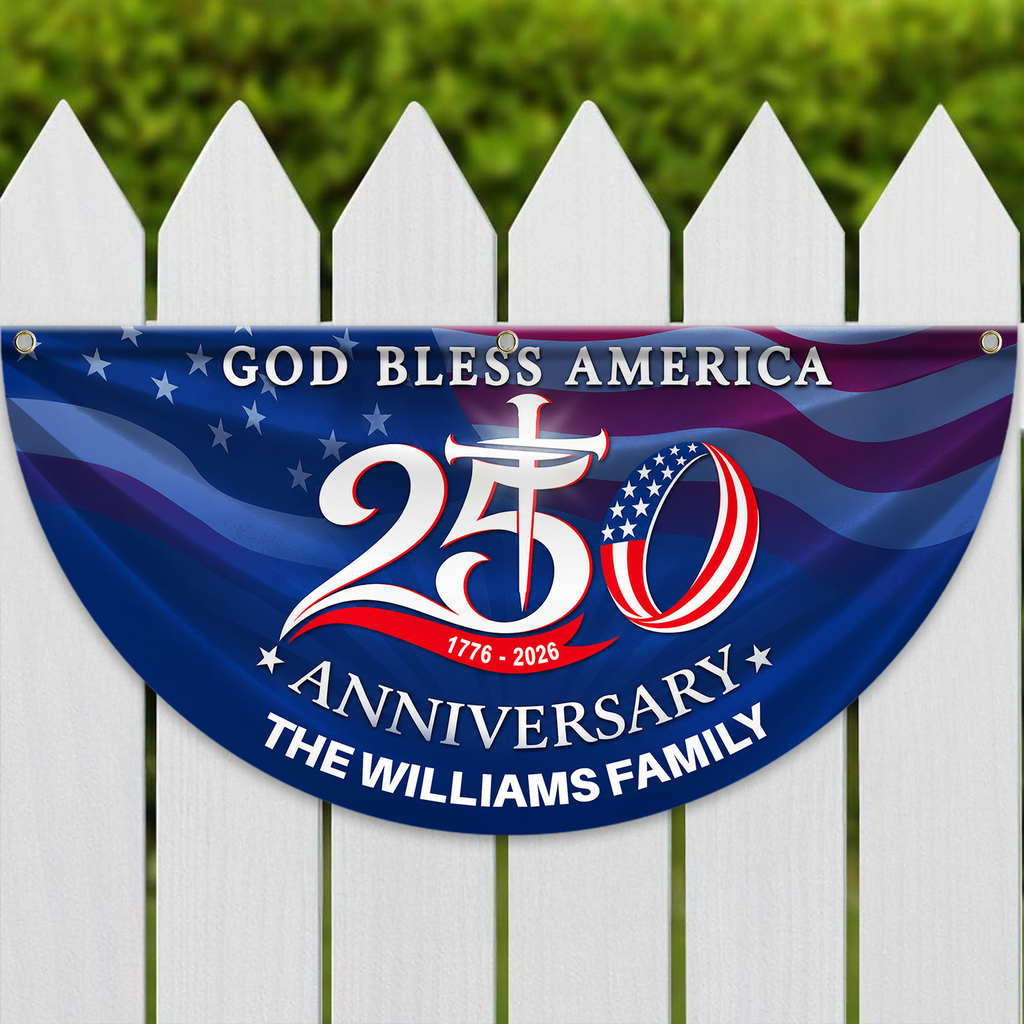 Custom Name Patriotic Fan Flag 250th Anniversary Gift for Family HN590 - Non-Pleated Fan Flag GradoCreations