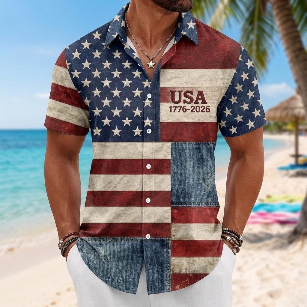 Personalized American Flag Hawaiian Shirt July 4th Gift HN590 - AOP Hawai Shirt GradoCreations