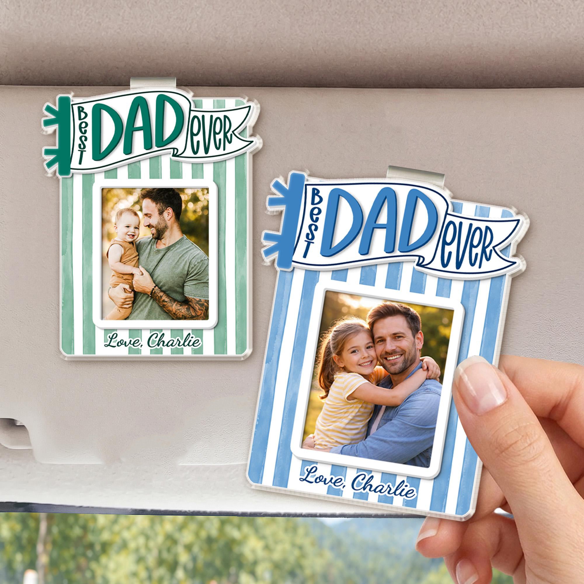 Personalized Dad Car Visor Photo Clip Gift for Father's Day HN590 - Acrylic Car Visor Clip GradoCreations