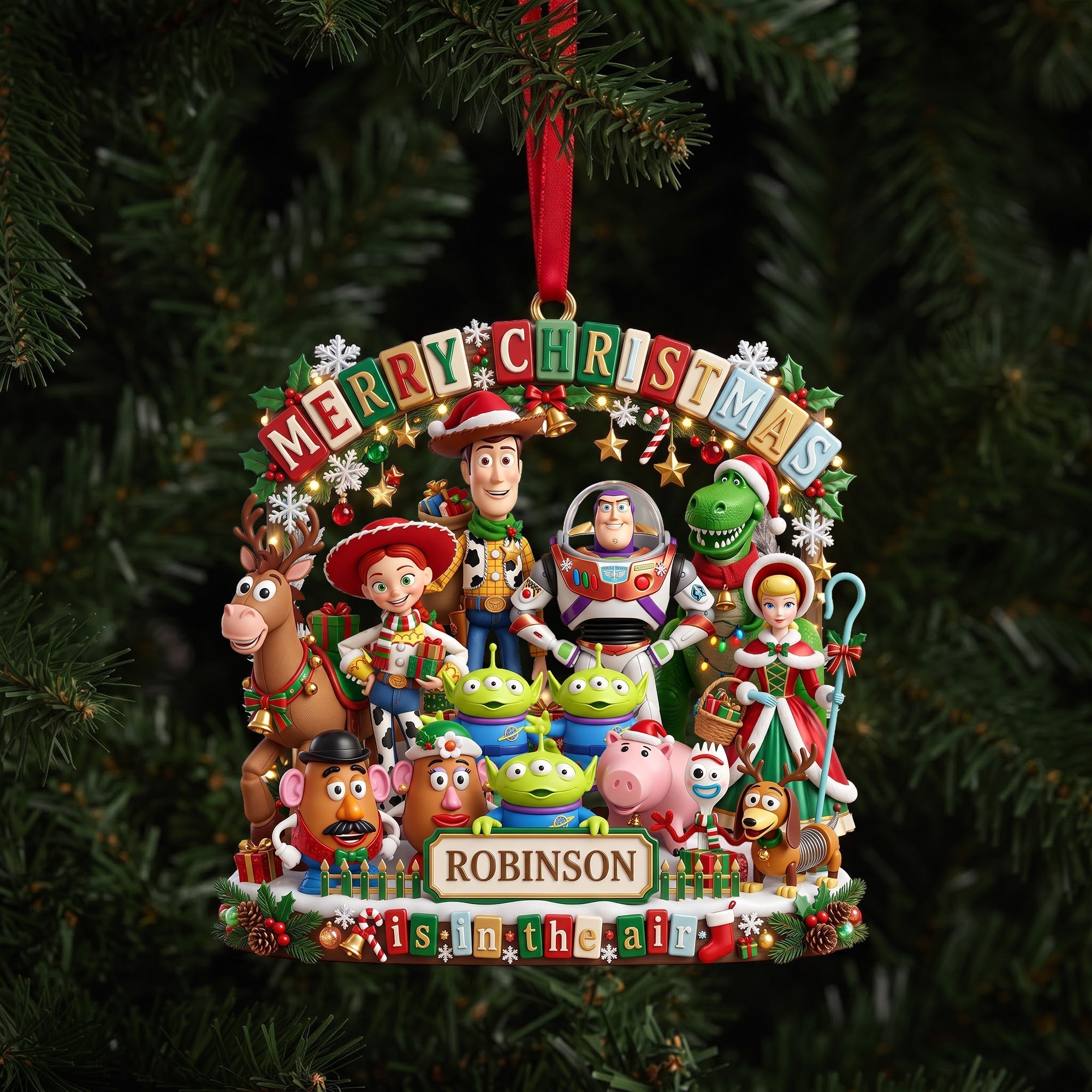 Personalized Acrylic Christmas Ornament Family Gift Joyful Design Ornament GradoCreations