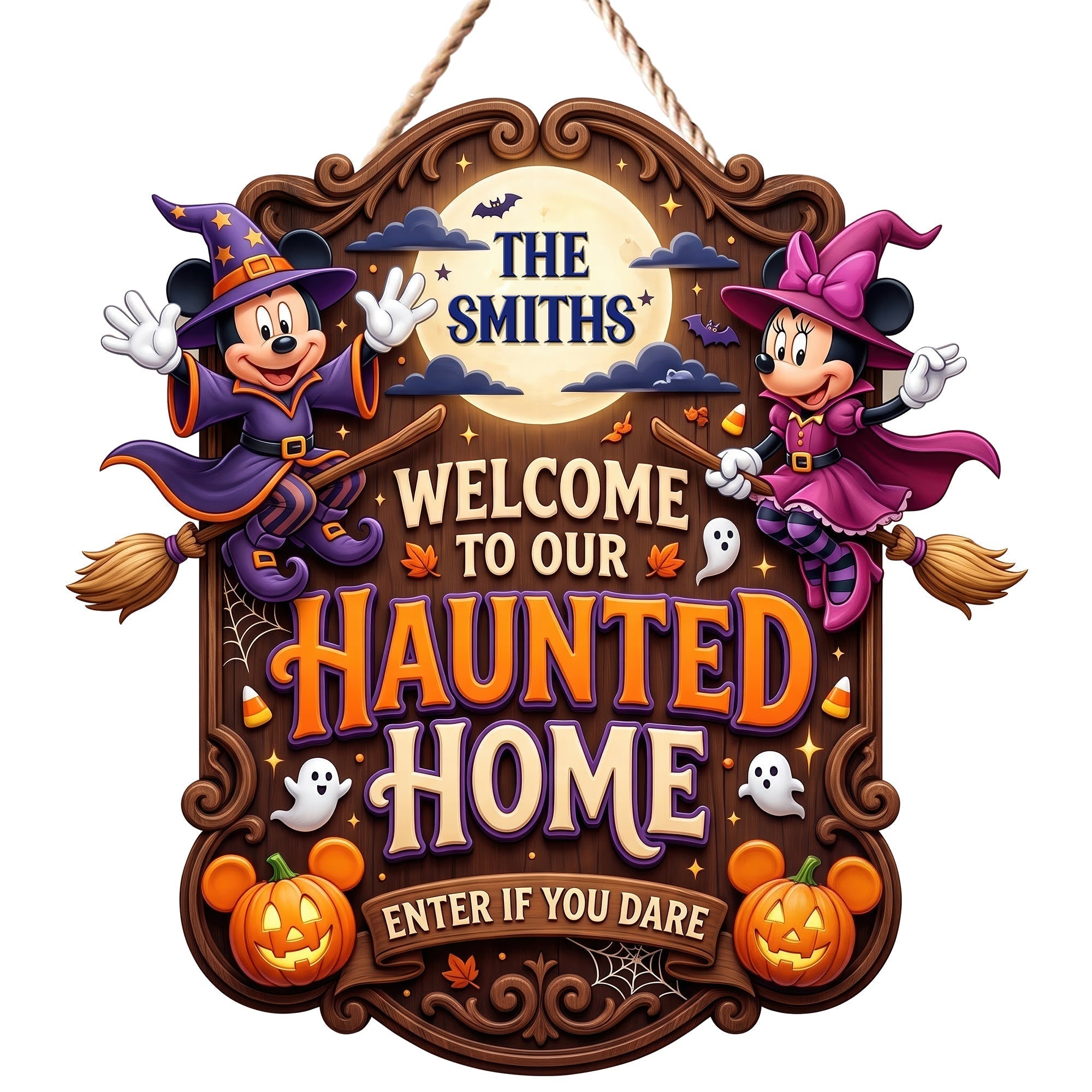 Personalized Haunted Home Wood Sign Custom Family Decor Halloween Gift Wood Sign GradoCreations