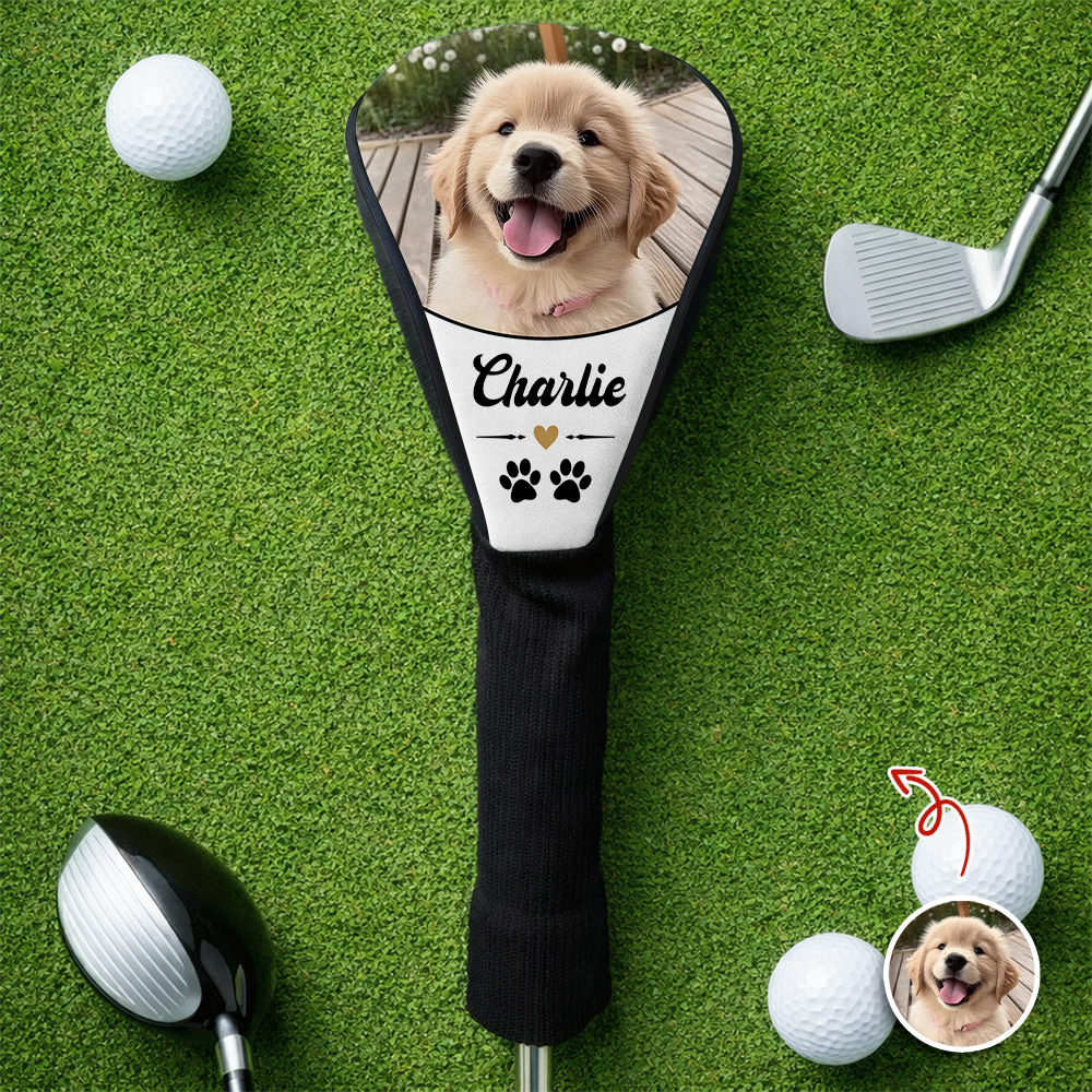 Personalized Photo Golf Club Head Cover Custom Gift for Dad HN590 - Golf Club Head Cover GradoCreations