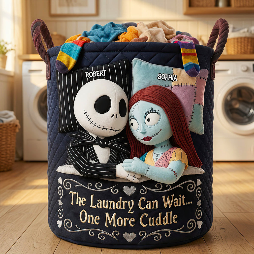 Personalized Quilted Laundry Basket with Fun Cuddle Quote for Couples Quilted Laundry Basket GradoCreations