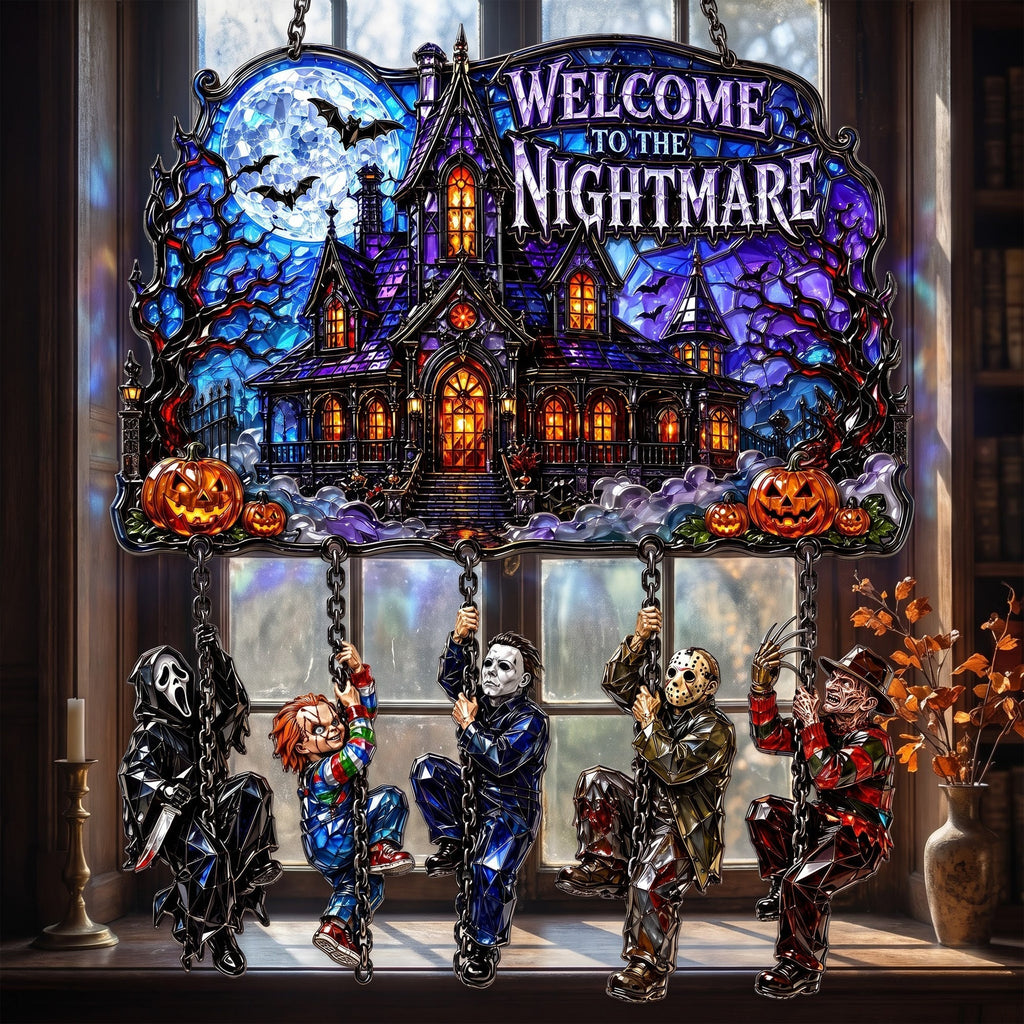 Personalized Halloween Suncatcher Ornament for Family & Horror Lovers Window Hanging Suncatcher GradoCreations