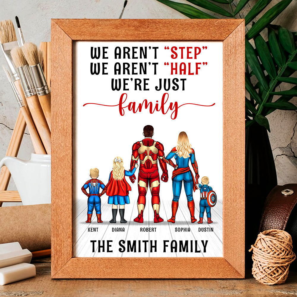 Personalized Super Hero Family Canvas Print Gift for Stepdad