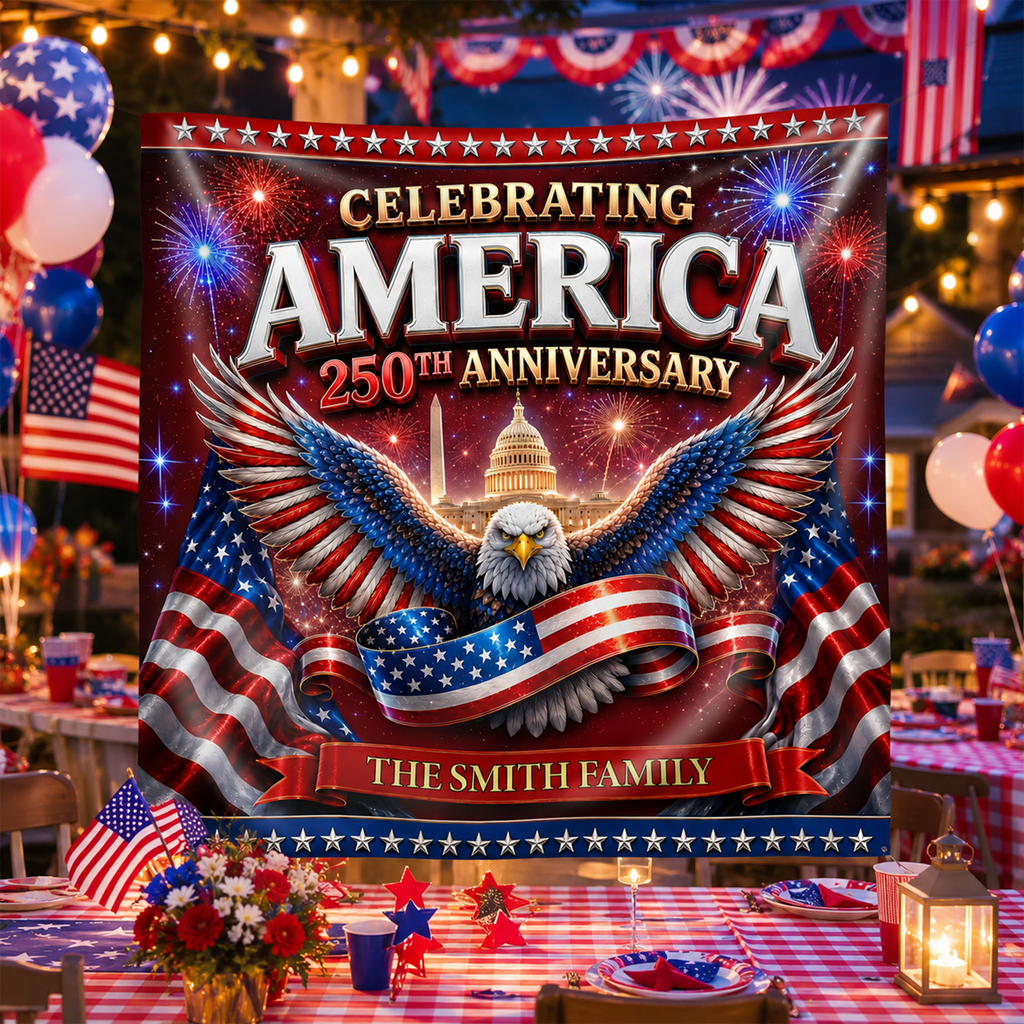 Personalized 250th Anniversary Backdrop USA Independence Day Gift HN590 - Ali Backdrop GradoCreations