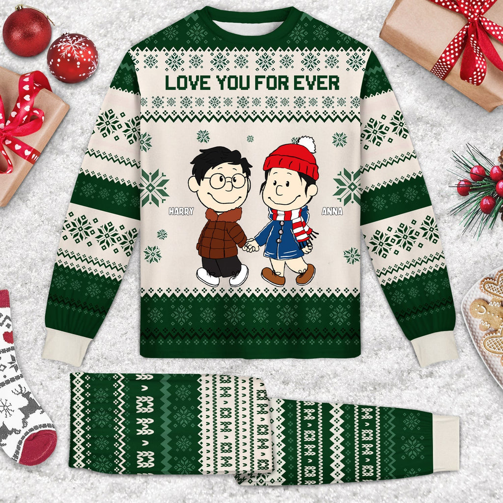 Personalized Merry Christmas Pajamas Set for Couples - Unique Gift for Anniversary