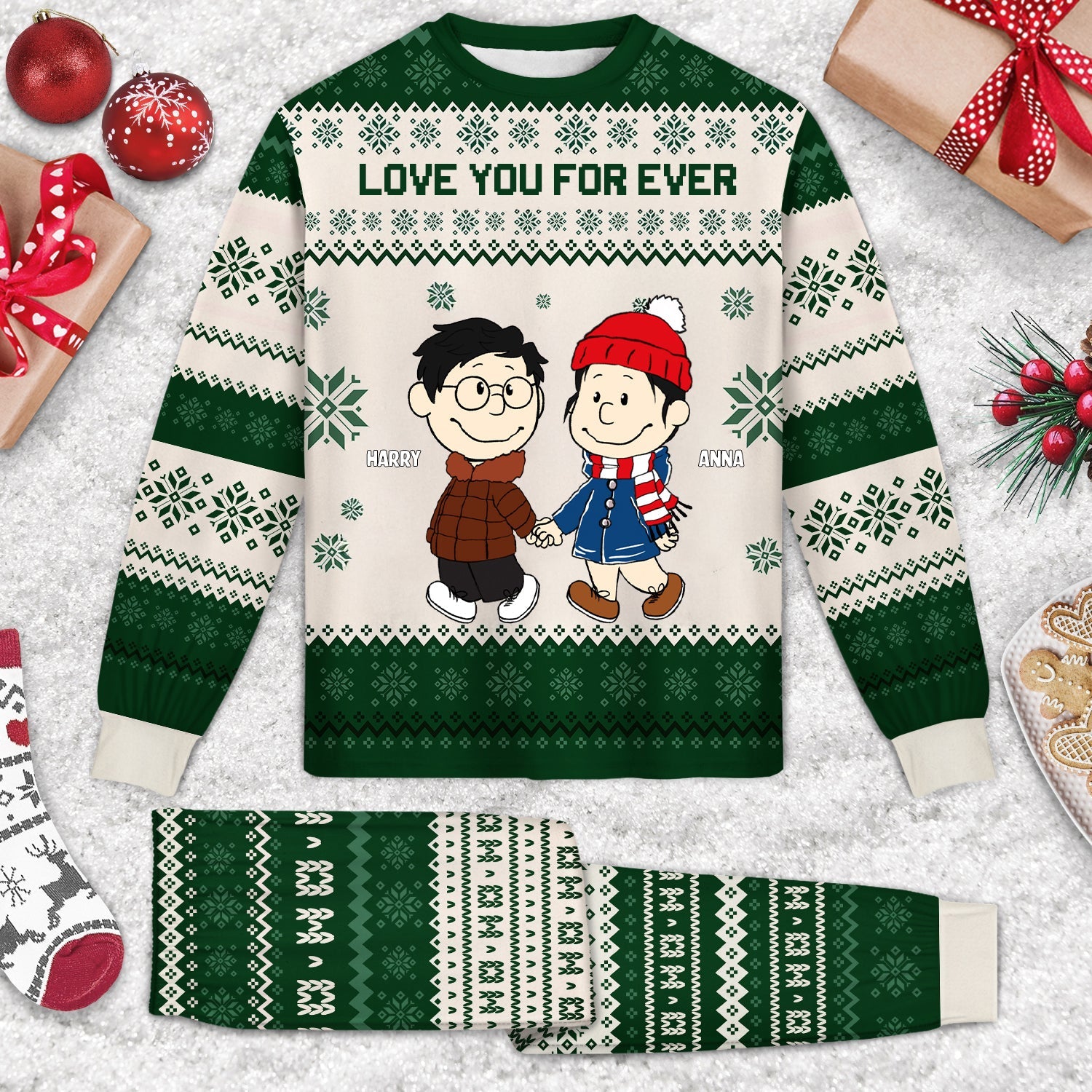 Personalized Merry Christmas Pajamas Set for Couples - Unique Gift for Anniversary